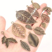 Resim 10/20/50 adet Vintage Yapraklar Yaratıcı Şekilli Şık Charmlar Alaşım Yaprak Tasarımı Kolye Uçları, DIY Bileklik Kolye Takı Yapım Aksesuarları 