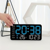 Resim LED Ekranlı Dijital Duvar Saati, Tarih ve Haftanın Günü, Sesli Uyanma Fonksiyonu, 5 Seviyeli Ayarlanabilir Parlaklık, 12 Saatlik ve 24 Saatlik Format Arasında Geçiş Yapılabilir, USB ile Çalışır, Ev Oturma Odası Ofis Dekorasyonu İçin Çok Uygun, Elektronik Saat Masaüstü Asılı Duvar Çift Kullanım Pil ve Adaptör Yok 