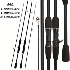 Resim Fiberglas Baitcasting Çubuğu - Siyah, Hafif ve Dayanıklı, Orta Hız, Taşınması Kolay - Tatlısu ve Tuzlu Su Balıkçılığı, Döner Eylem, Taşınabilir Balıkçılık Çubuğu|Şık Çubuk Tasarımı|Esnek Baitcasting 
