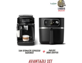 Resim Philips Avantajlı Set 8.3 Lt Airfryer HD9880/90, Philips 2300 Seri Tam Otomatik Espresso Makinesi+Luciole Lambader 