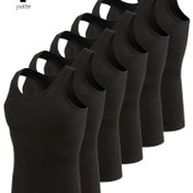 Resim 6 Parça Erkek Kolsuz Muscle Tişört - Hızlı Kuruma Nem Çekici Spor Üstleri, Fitness Antrenmanları, Koşu ve Günlük Kullanım İçin Nefes Alabilen Atletik Tank Toplar - Siyah Renkli Kolay Bakımlı Yuvarlak Yaka Tasarım (İlkbahar Yaz Sonbahar) 