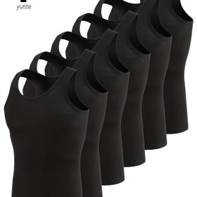 Resim 6 Parça Erkek Kolsuz Muscle Tişört - Hızlı Kuruma Nem Çekici Spor Üstleri, Fitness Antrenmanları, Koşu ve Günlük Kullanım İçin Nefes Alabilen Atletik Tank Toplar - Siyah Renkli Kolay Bakımlı Yuvarlak Yaka Tasarım (İlkbahar Yaz Sonbahar) 