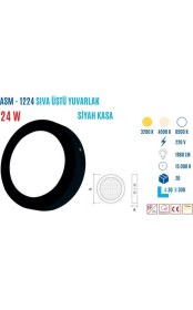 Resim Ycl ASM-1224B 24W S.üstü Yuvarlak LED Panel Beyaz 