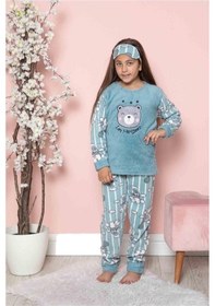 Resim Tarık Kız Çocuk Uzun Kollu Garson Boy Polar Kışlık Pijama Takımı Turkuaz 