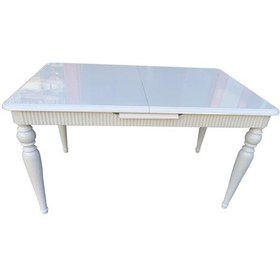 Resim Evimeaksesuar 90*140 Tornalı Otomatik Açılır Ahşap Lake Beyaz Masa 