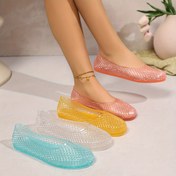 Resim 2024 Kadın Moda Kristal Ayakkabı Kaymaz Sandaletler Kuş Yuvası Jöle Ayakkabı Şeffaf Düz Delik Ayakkabı Yağmurluk Ayakkabı Delikli Plaj Ayakkabı 