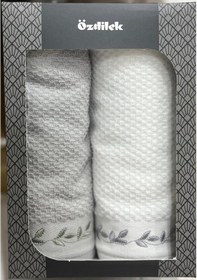 Resim Özdilek Filgo Çiçekli 2'li Kutulu Havlu Yeşil-beyaz Çok Renkli 