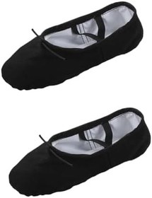 Resim CALLARON 2 Adet kanvas bale ayakkabıları bale ayakkabıları için ipli bale ayakkabıları bale ayakkabısı dans daireler çocuklar için bale ayakkabıları kız dans ayakkabıları yoga ayakkabıları 