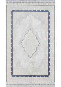 Resim By Özer Halı Gri Renk Krem Mavi Bordürlü Klasik Stil Karmen Halı Dark Dk016m Salon Halısı Çok Renkli 