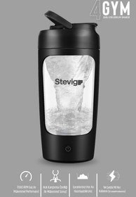 Resim Stevig 4 Gym Şarj Edilebilir Elektrikli Protein Shaker 650 Ml Black ST-225 