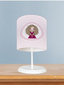 Resim Mekta Home Bebek Ve Çocuk Odası Kıvırcık Saçlı Prenses Kız Deseli Abajur 