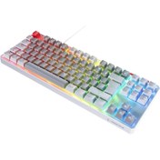 Resim Rampage Yoru Tkl Gri\u002Fbeyaz Type-C Bağlantılı Outemu Red Swich Q Mekanik Gaming Oyuncu Klavye Rgb 