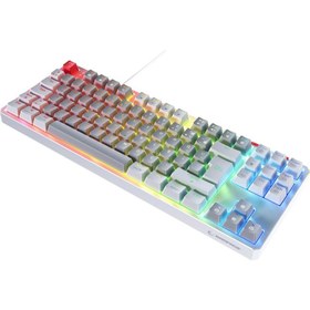 Resim Rampage Yoru Tkl Gri\u002Fbeyaz Type-C Bağlantılı Outemu Red Swich Q Mekanik Gaming Oyuncu Klavye Rgb 