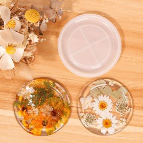 Resim 1 adet Yuvarlak Reçine Tepsi Kalıbı, Coaster Kalıbı, Kendin Yap Epoksi Reçine Tepsi Kalıbı 
