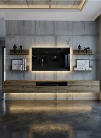 Resim Resital Ledli Duvara Monte Tv Sehpası - Ceviz - W6017-2 Ceviz 