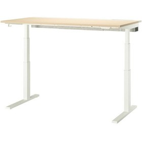 Resim Yüksekliği Ayarlanabilen Çalışma Masası, Huş Kaplama-beyaz, 160x80 Cm, Elektrikli Beyaz 