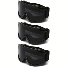 Resim 3 Adet Büyük Siyah Lensli Serin Kayak Gözlüğü, PC Camlı Erkek ve Kadınlar için Paten Çekmece 