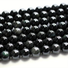 Resim Doğal Obsidyen Boncukları, Gökkuşağı Rengi, Pürüzsüz Yuvarlak, Gevşek Taş, 36.83cm Tel, Kendin Yap Bileklik, Takı Yapımı, Hediye Fikri 