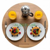 Resim Alesta Life 60 Cm Çap - Ahşap Kaplama Katlanabilir Yer Sofrası Hamur Açma Tahtası Oyun Masası - 21 Cm Yükseklik 