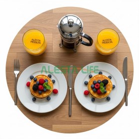 Resim Alesta Life 60 Cm Çap - Ahşap Kaplama Katlanabilir Yer Sofrası Hamur Açma Tahtası Oyun Masası - 21 Cm Yükseklik 