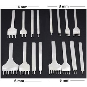 Resim SRTfootcare Çapraz Delgi Çatal Zımba Seti 6 mm 4 Adet Deri El Aleti 