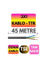 Resim Öznur 3x1 Ttr Kablo Siyah Metre Seçenekli - 45 Metre 