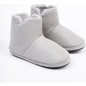 Resim Riva Shoes Kaşe Erkek Kışlık Panduf Ev Botu Ev Ayakkabısı Yumuşak Taban Açık Gri 