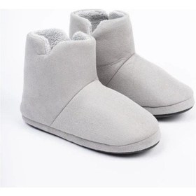 Resim Riva Shoes Kaşe Erkek Kışlık Panduf Ev Botu Ev Ayakkabısı Yumuşak Taban Açık Gri 
