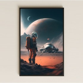 Resim Mars Yüzeyi Ve Astronot Temalı Pleksi Tablo Kızıl Gezegenin Sessizliği 