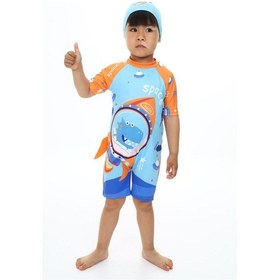 Resim My Kids Wear Boneli Fermuarlı Erkek Çocuk Mayo Turuncu 