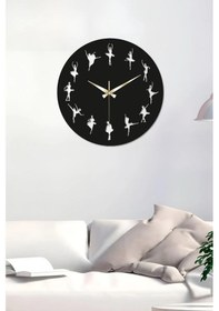 Resim Balerin Motifli Duvar Saati Siyah 