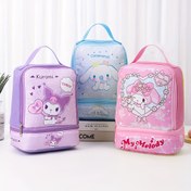 Resim 1 Adet Sanrio Kuromi Çanta, Çiftli Öğle Yemeği Çantası, Karakter Tasarımlı Şirin Tote Çanta, Okul, Ofis ve Seyahat İçin Uygun, Tatil Hediyesi 