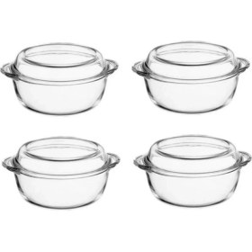 Resim Beyaz Yuvarlak Borcam Tencere ve Saklama Kabı Seti, 4'lü 