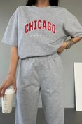 Resim aynewmoda Chicago Baskılı Eşofman Altı Ve T-shirt - Jogger Tişört Alt Üst Eşofman Takımı Bisiklet Yaka 