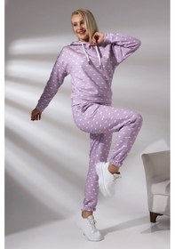 Resim Bevs Kadın Lila Baskı Desenli Kışlık Eşofman Takımı Lila 
