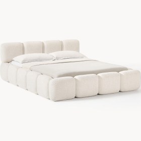 Resim Bom Çift Kişilik Karyola Kırık Beyaz Teddy - 180x200 cm 