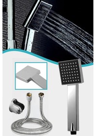 Resim More Home Mini Kare Siyah Jet Duş Başlığı Duş Hortumu Klasik Mafs 