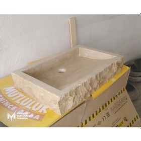 Resim Traverten Dışı Patlatma Dikdörtgen Lavabo 