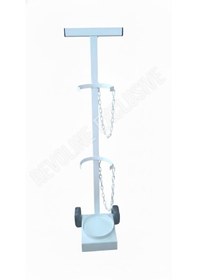 Resim Oksijen Tüpü Taşıma Arabası 5-10 Lt Kapasiteli Çift Hazneli 