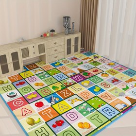 Resim Geniş ve Nem Geçirmez Kalın Köpük Piknik Matı - Kum Geçirmez, Isıya Dayanıklı, Taşınabilir Katlanır Plaj, Kamp ve Ev Kullanımı İçin Renkli Alfabe Desenli 