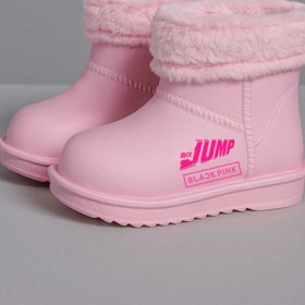 Resim KİCKSPRİNT pembe black pink baskılı kürklü yağmur botu 