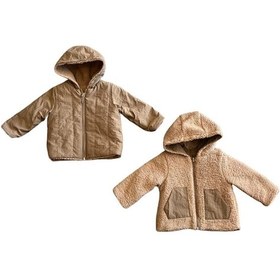 Resim Kız / Erkek Bebek Peluş Fermuarlı Kapüşonlu Mont-11357-camel Camel 