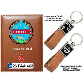 Resim Plakanıza Özel Benelli Logolu Taba Ruhsat Kabı Ve Anahtarlık 