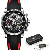 Resim Hanyang Kırmızı Erkekler Izle Lıge Marka Lüks Moda Silikon Kayış Aydınlık Kuvars Izle Erkekler Için Rahat Spor Su Geçirmez Askeri Adam Kol Saati (Yurt Dışından) 