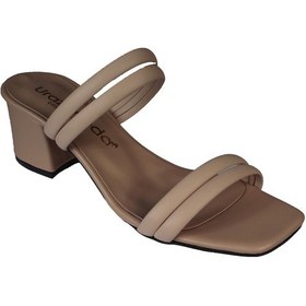 Resim YAZKIŞ İki Bantlı Krem Nut 5cm Topuklu Terlik Krem 