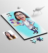 Resim Kişiye Özel Bayan Aşçı Karikatür 104 Parça Ahşap Puzzle - 1 Diğer