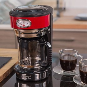 Resim Russell Hobbs Retro Ribbon Kırmızı Cam Sürahili Kahve Makinesi 1 Lt Kapasiteyle Şık Tasarım 