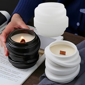 Resim 1 adet DIY Spiral Kayış Aromaterapi Mum Kupası Silikon Kalıp - Silindirik Beton/Çimento Sukulent Saksı Alçı Kalıbı Epoksi Reçine, Saklama Kavanozu Ev Dekorasyonu Süs Hediye | El Sanatları Araçları & Malzemeleri 