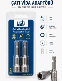 Resim YSB 10 mm Manyetik Çatı Vida Adaptörü Lokma Uç 65 mm CRV Çelik 2'li Paket 