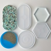 Resim Yuvarlak Altıgen Oval Bardak Altlığı Yapıştırıcı Kalıbı DIY El Yapımı Kristal Yüksek Şeffaflık Silikon Taban Reçine Kalıbı, Bardak Matı, Damlalık Kalıbı 